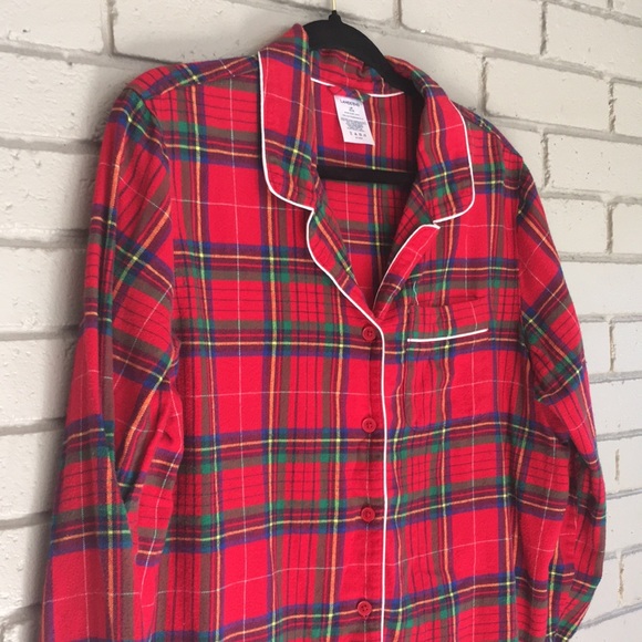 Land’s End Youth L Christmas Plaid Flannel Pajama Shirt - Picture 3 of 9